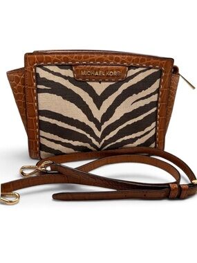 Michael Kors Selma Mini Zebra Print Crossbody Bag NWOT